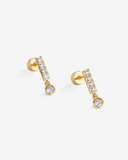 Bar Bezel Drop Shimmer ScrewbacksEarrings – view 4