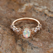 Opal Crescent Moon Ring | Rose Gold – view 2