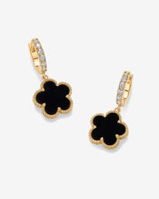 Mother of Pearl & Onyx Huggie Earrings – view 6