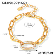 Paved Chunky Chain Link Jewelry Set | Gold – view 8