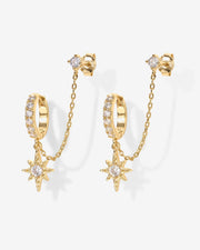 Starlight Chained Huggie Earrings – view 4