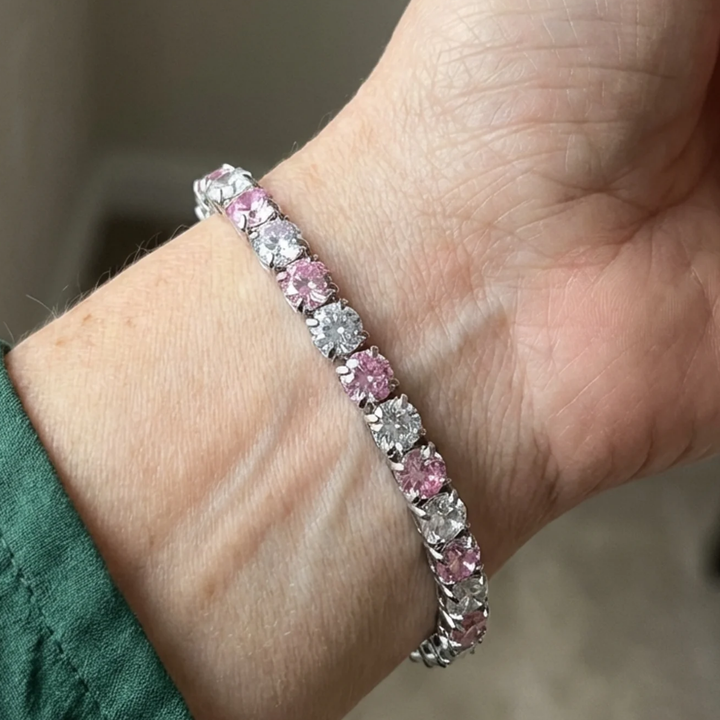 Pink Sapphire Duo Tennis Bracelet | White Gold – view 2