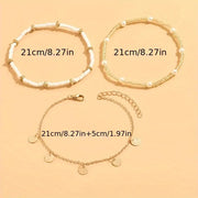 Coastal Charm 3-Piece Layered Anklet Set | Gold – view 5