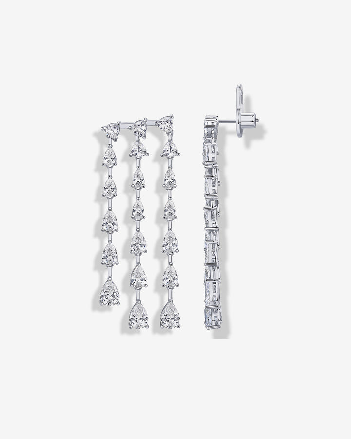 Three Row Linear Bridal Earrings – view 2