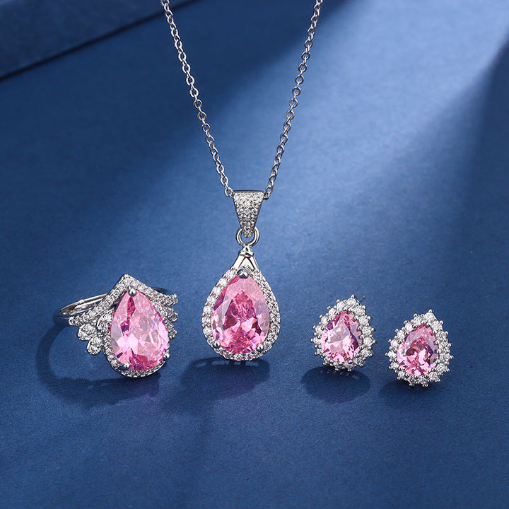 Aria Teardrop Pink Set | White Gold – view 2