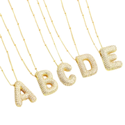 Bubble letter initial necklace set | White Gold – view 2