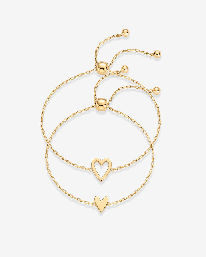 Heart Duo Charm Solitaire Bracelet