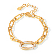 Paved Chunky Chain Link Jewelry Set | Gold – view 7