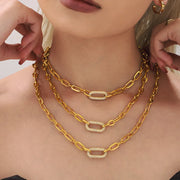 Paved Chunky Chain Link Jewelry Set | Gold – view 4