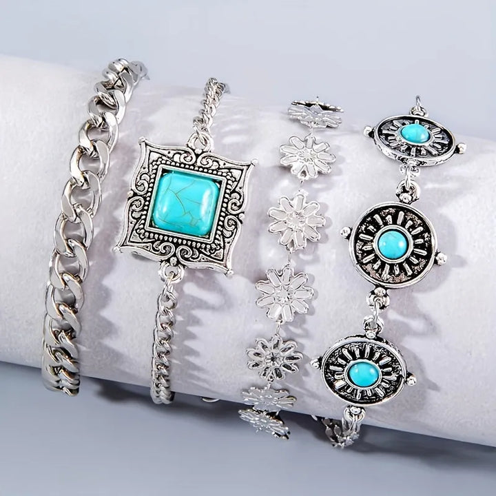 Sky Stone Layered Bracelet Set | White Gold – view 2