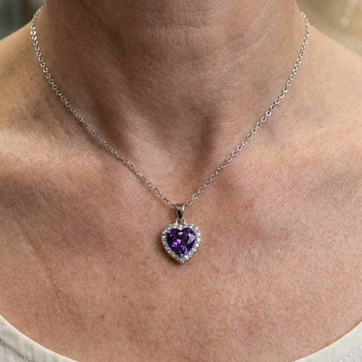 Amethyst Heart Radiance Necklace | White Gold – view 2