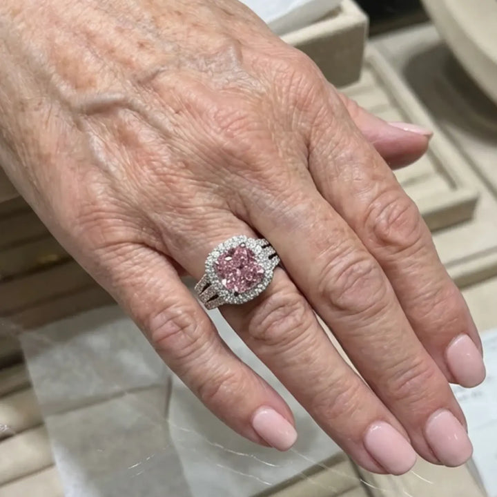 Blush Empress Halo Ring | White Gold – view 2