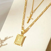 Cross Initial Necklace Set | Gold – view 2