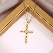 Crystal Twist Cross Necklace | Gold – view 2