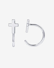 Cross Half Hoop HuggiesEarrings – view 2