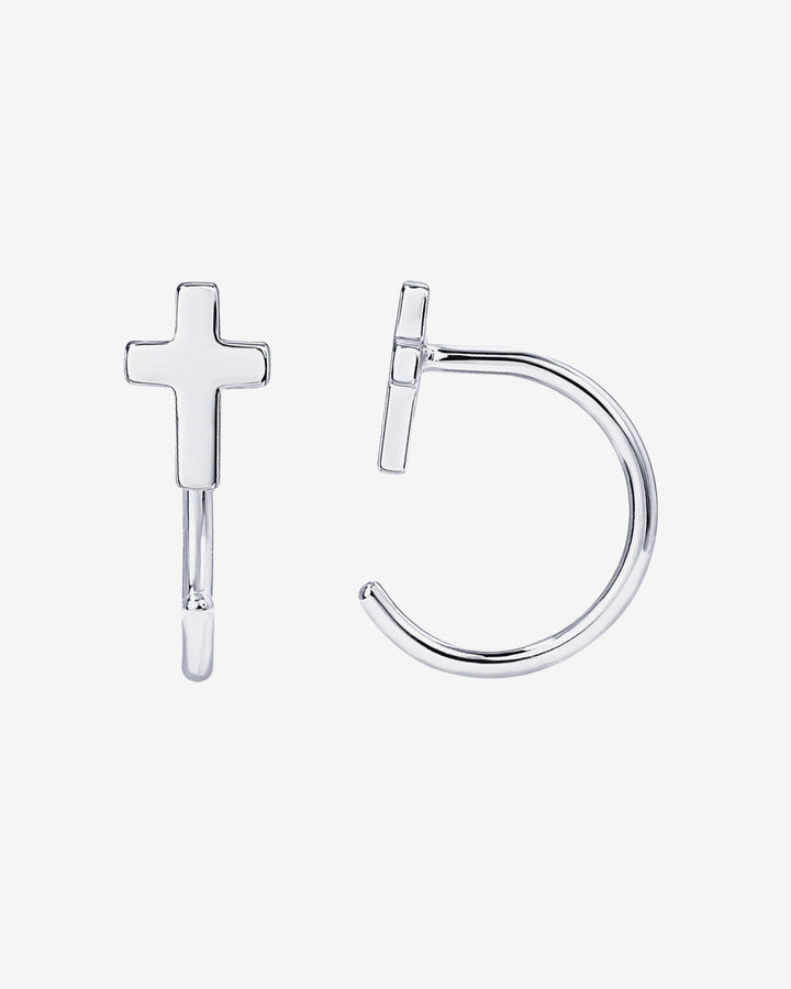 Cross Half Hoop HuggiesEarrings – view 2