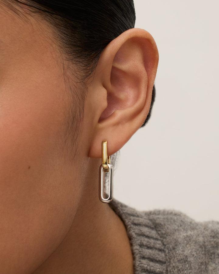 Two-Toned Link Chain Earrings – view 2