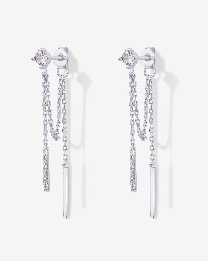 Mini CZ Chained Bar Earrings – view 2