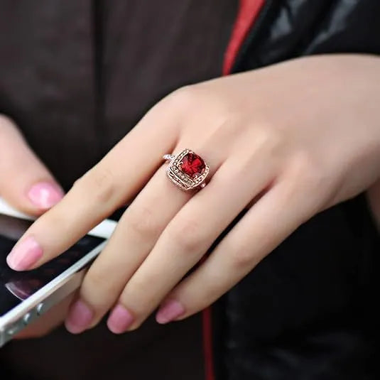 Ruby Halo Statement Ring | Rose Gold – view 2