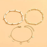 Coastal Charm 3-Piece Layered Anklet Set | Gold – view 4