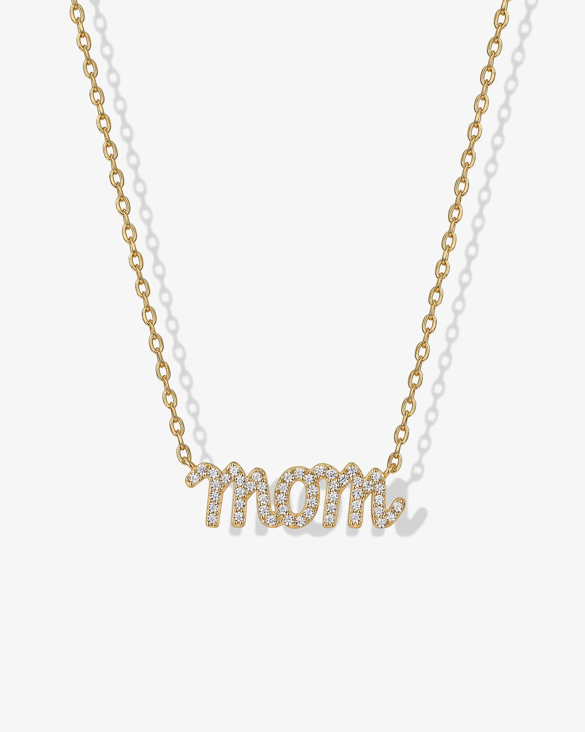 Mom Pave Script Necklace