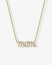 Mom Pave Script Necklace