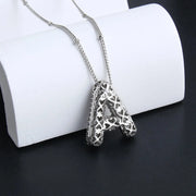Bubble letter initial necklace set | White Gold – view 5