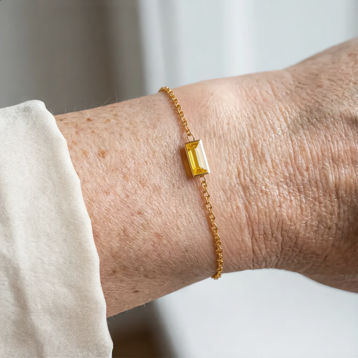 Amber Crystal Link Bracelet | Gold – view 2