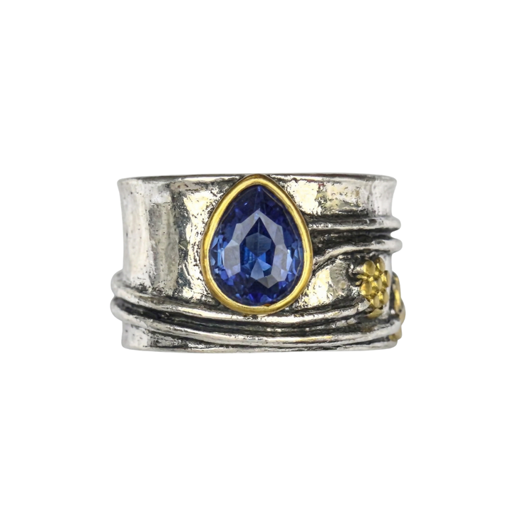 Bohemian Gemstone Meditation Ring | White Gold