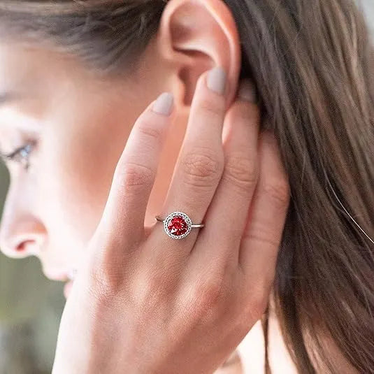 Crimson Glow Promise Ruby Ring | White Gold – view 2