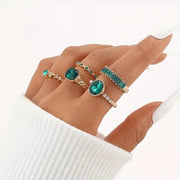 Zarina Exquisite Emerald Ring Set | Gold – view 3