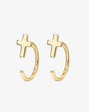 Cross Half Hoop HuggiesEarrings – view 4