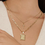 Cross Initial Necklace Set | Gold – view 8