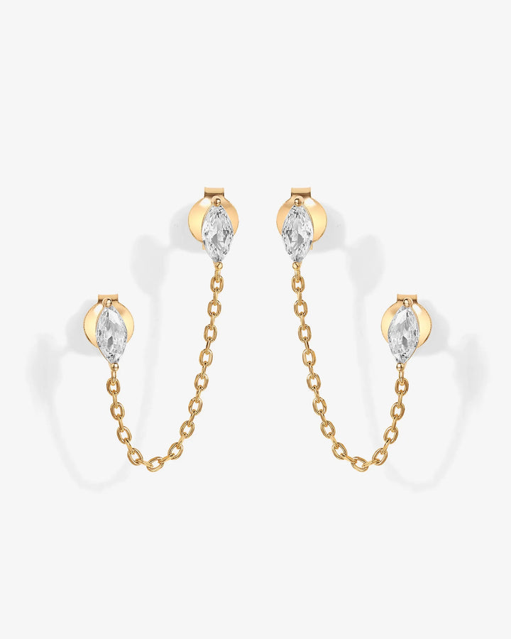 Chained Luminescence Double Piercing Earrings