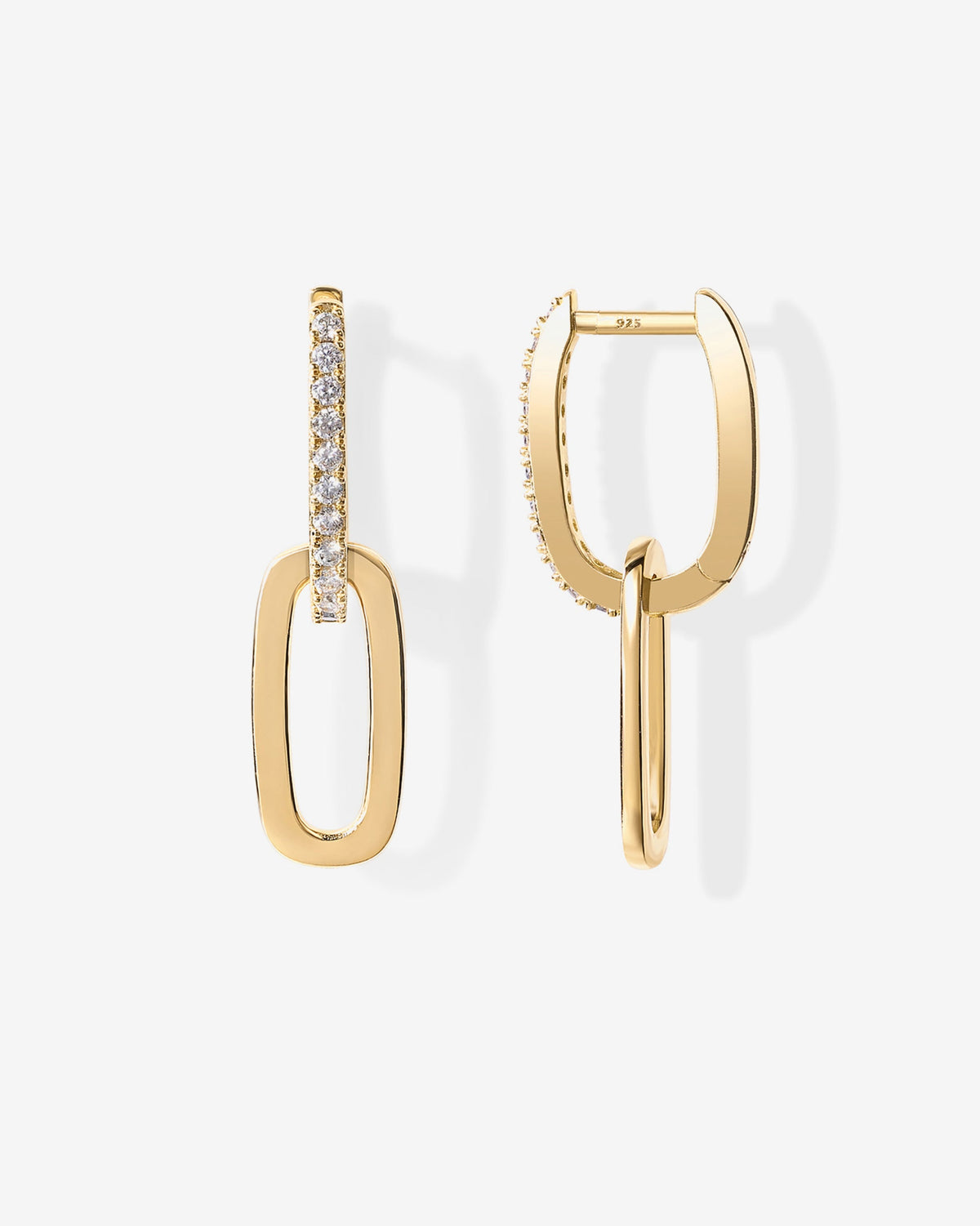 Cubic Zirconia Convertible Paperclip Link Earrings
