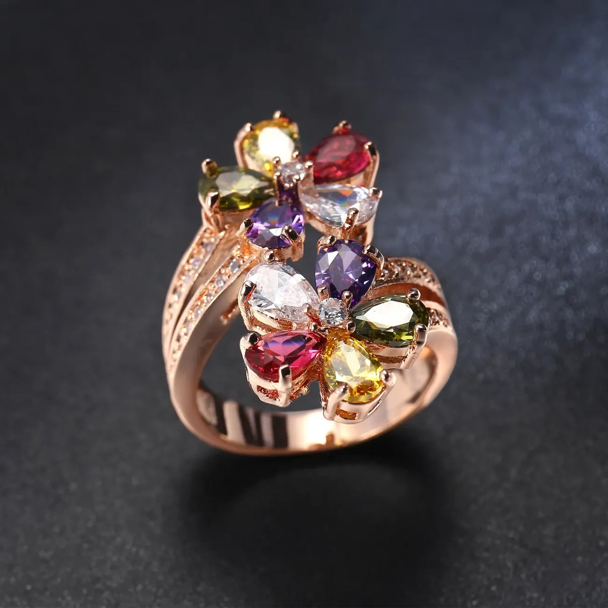 Adjustable Colorful Flower Spiral Ring