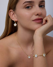Mother of Pearl & Onyx Huggie Earrings – view 7
