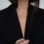 Open Circle Three Row Necklace | White Gold – view 6