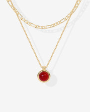 Carnelian & Aventurine Gemstone Layered Necklace – view 4