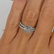 Bridal Cushion 2PC Ring Set | White Gold – view 3