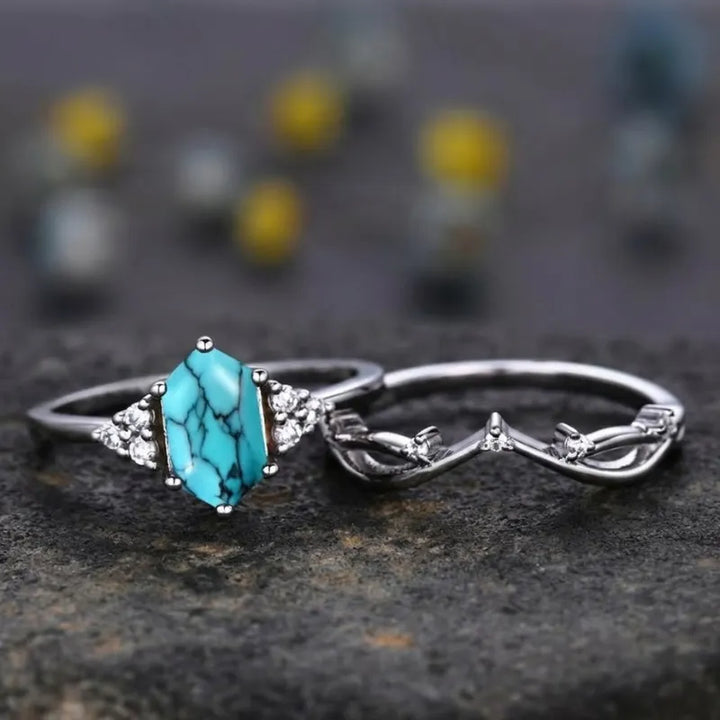 Elarin Sea Crest Ring Set | White Gold – view 2