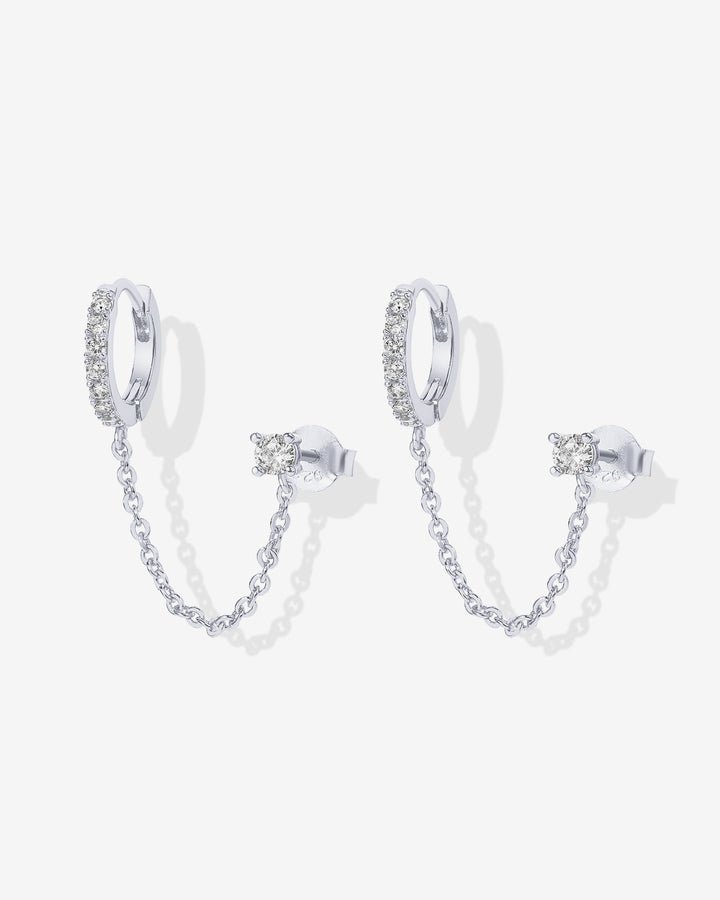 Chained Huggie Hoop with CZ StudEarrings – view 2