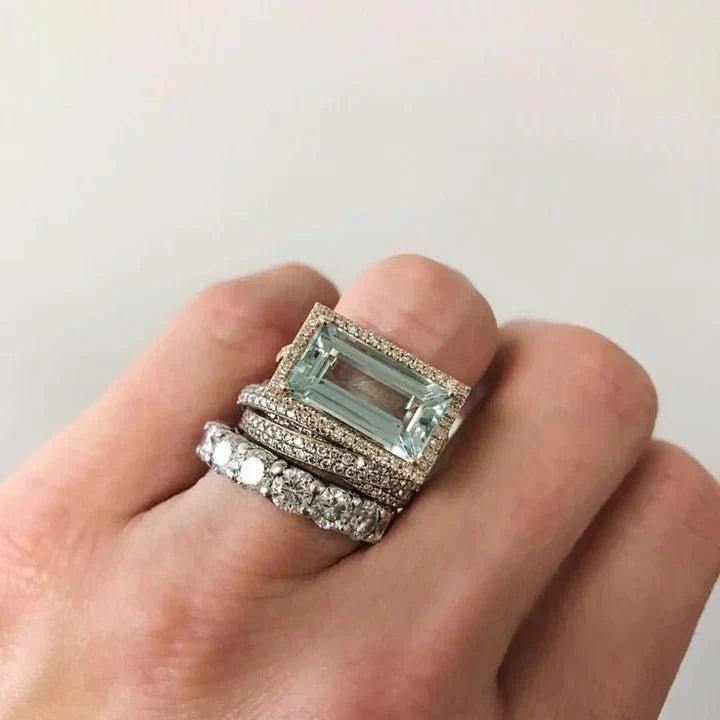Turquoise Relic Ring Set | White Gold