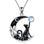 Black Cat Moon Crystal Pendant Necklace – view 2