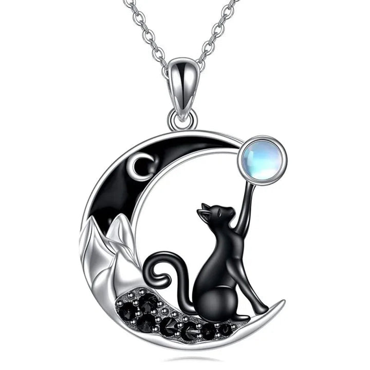 Black Cat Moon Crystal Pendant Necklace – view 2