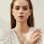 Pave letter initial necklace set | White Gold – view 5