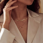 Flat Link Curb Chain Necklace | Gold – view 5