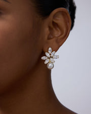 Pearl Cluster Bridal Earrings – view 3