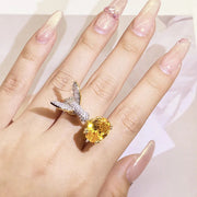 Adjustable Hummingbird Gemstone Ring â€“ Zircon, Gold – view 5