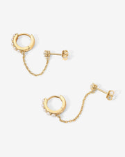 Pearled Chained Huggie Hoop with StudEarrings – view 5